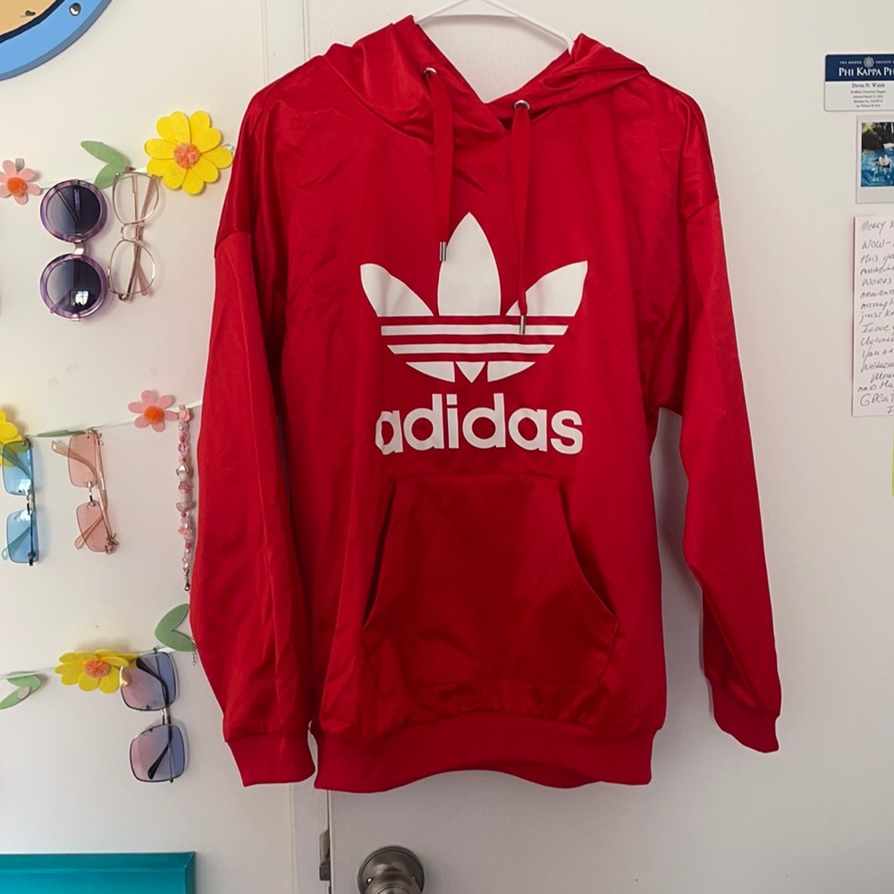 Adidas Red Silk Hoodie